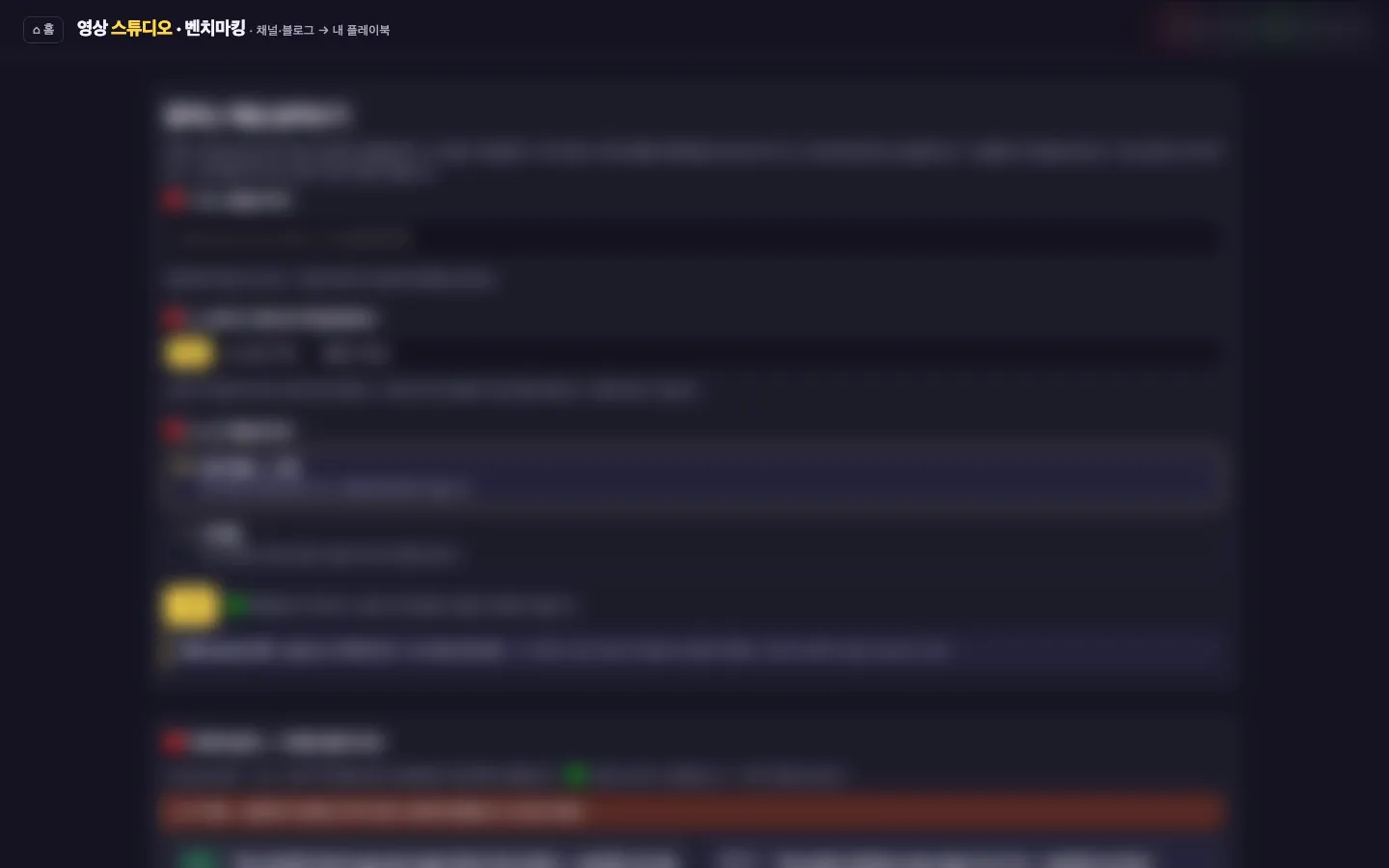The benchmarking work screen: step-by-step inputs and status cards, with the text blurred.