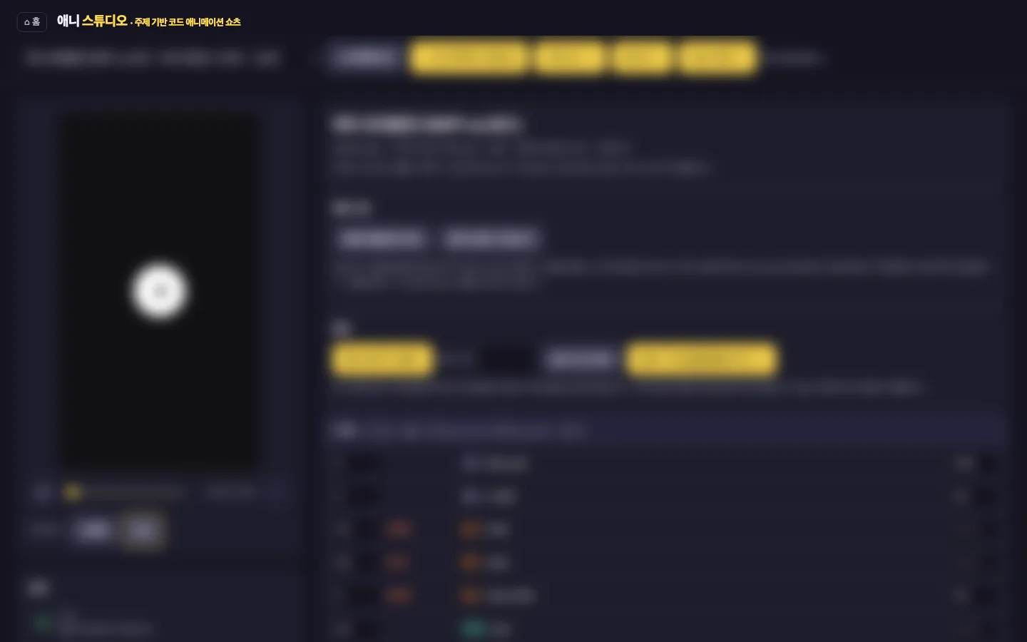 The Shorts Director animation screen: a vertical video preview on the left, scene list and settings on the right, with the content blurred.